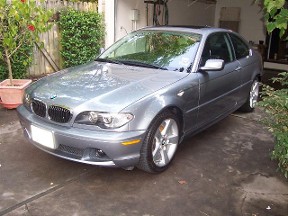 This BMW had outdoor paint sprayed all over the entire car.